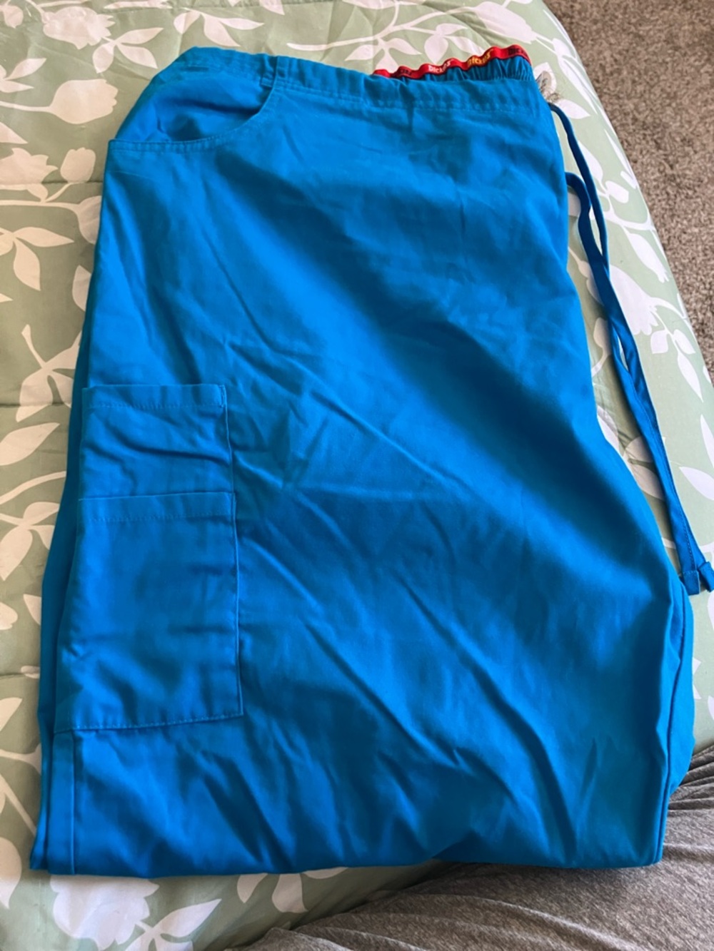 Dickies Women's Bright Blue Scrub Pants with Red Waist Trim